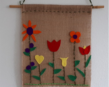 Jute bloemenschilderij