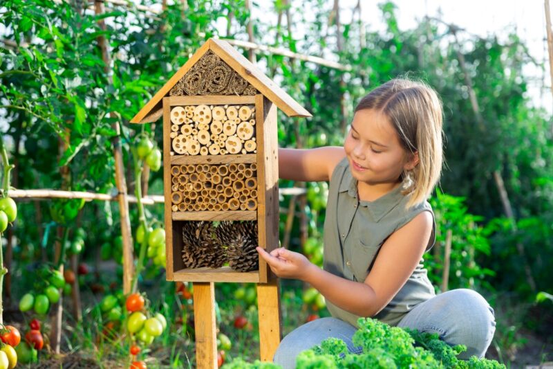 meisje met insectenhotel